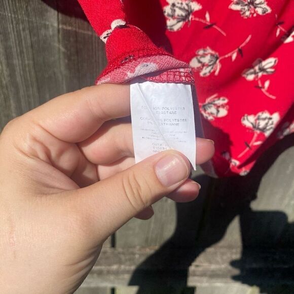 Lush Floral Red Off the Shoulder Cropped Top | M - Picture 4 of 4